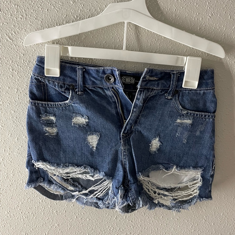 high rise denim shorts